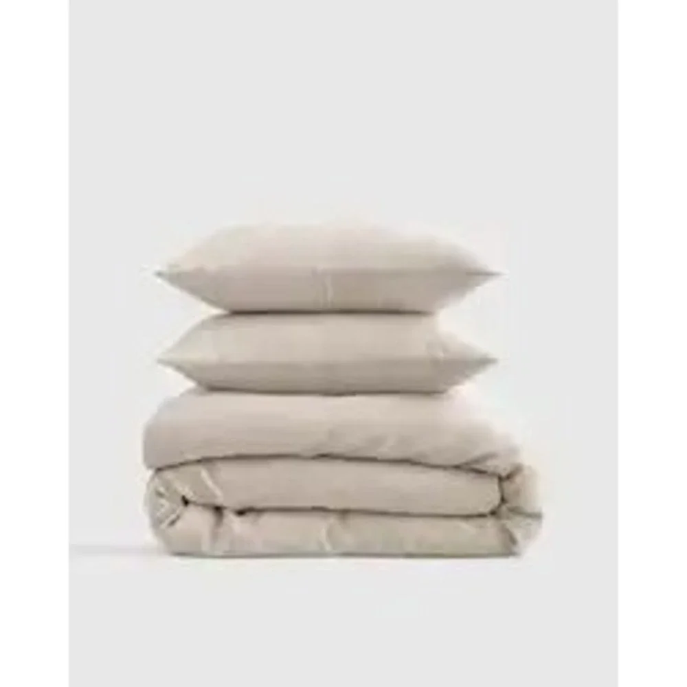 Quince European Linen Chambray Duvet Cover Set Natural King/Cal King New W/ Tags